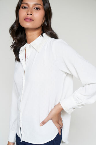 White Solid Straight Top, White, image 3